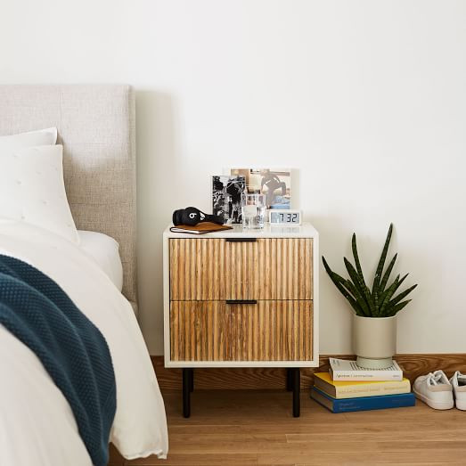 Quinn Wood Nightstand - White/Antique Bronze | West Elm (US)