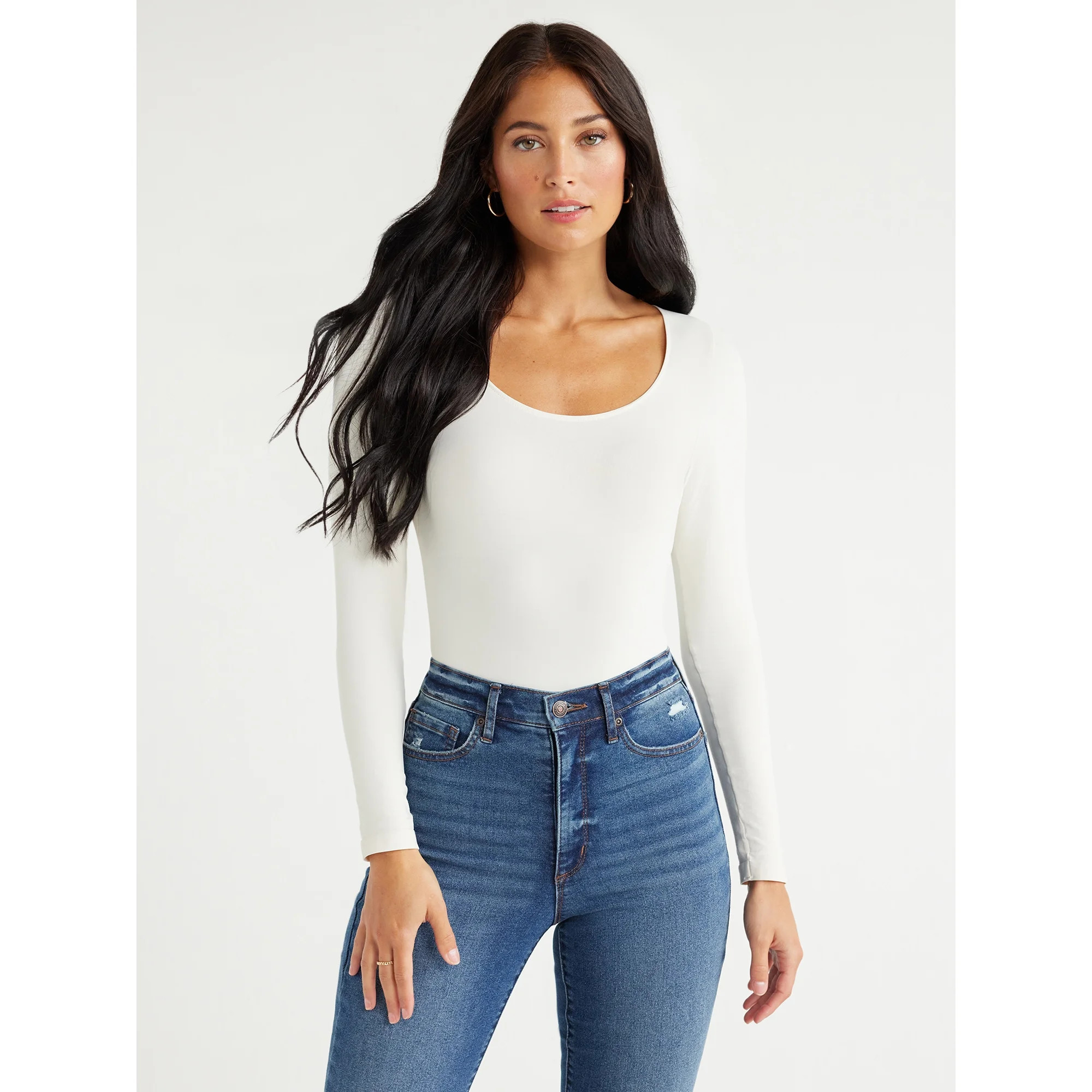 Sofia Jeans Women's Seamless Scoop Neck Bodysuit, Sizes XS-2XL | Walmart (US)