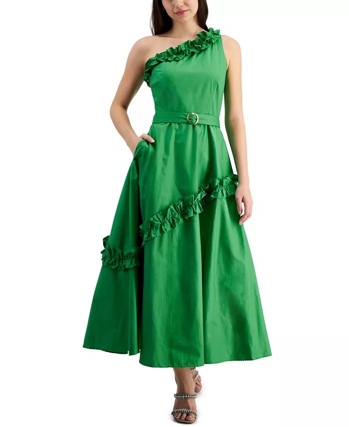 Taylor Women's Ruffled A-Line One-Shoulder Dress - Macy's | Macy's