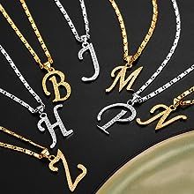 Alphabet Initial Jewelry Women Girls Necklace with Letter A to Z Stainless Steel / 18K Gold Plate... | Amazon (US)