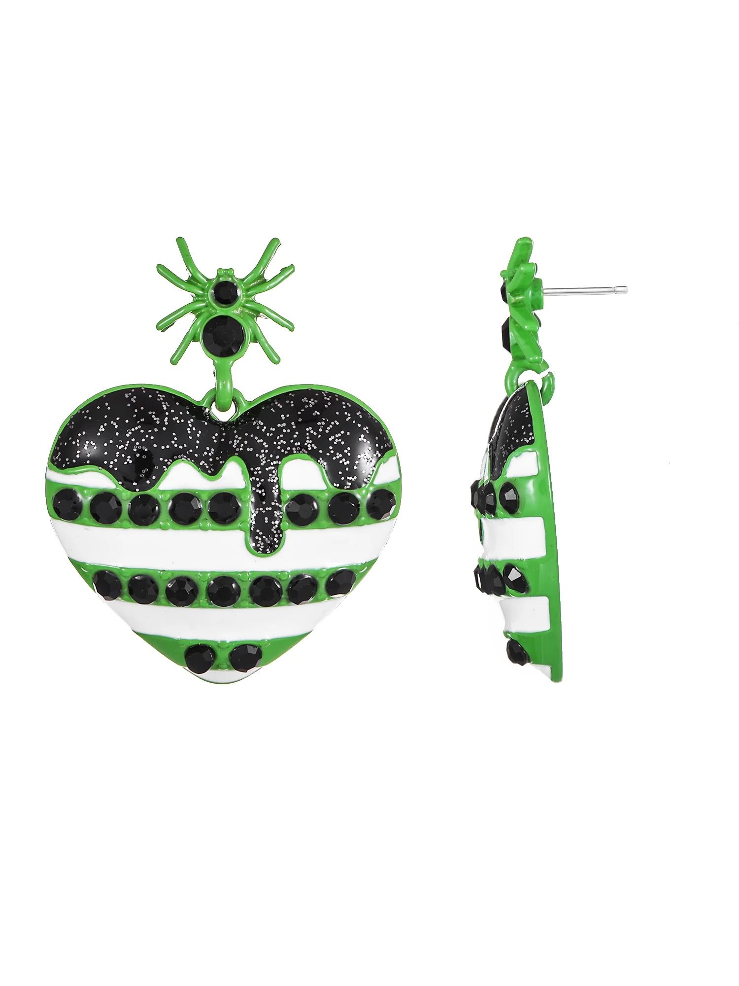 Way to Celebrate Halloween Green Slime Heart Earring, 1 Pair, Female | Walmart (US)