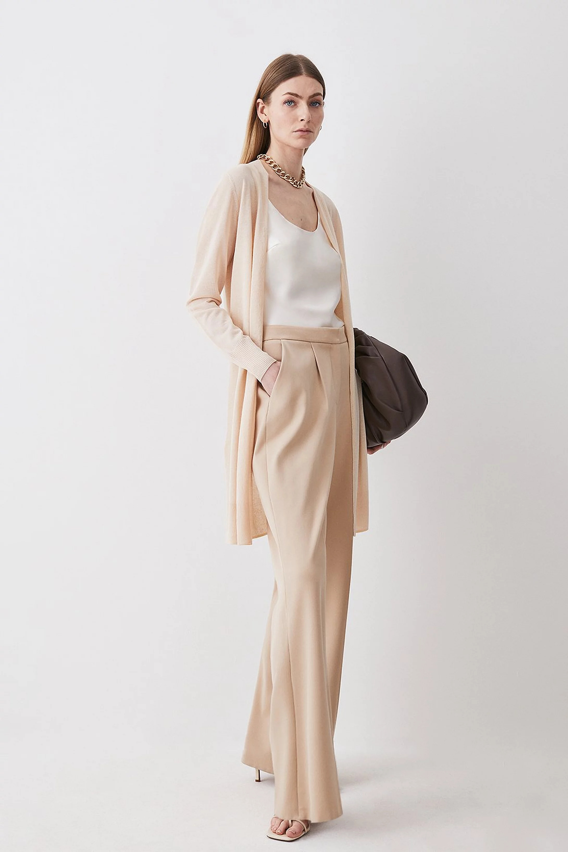 Lightweight Knitted Edge To Edge Longline Cardigan | Karen Millen US