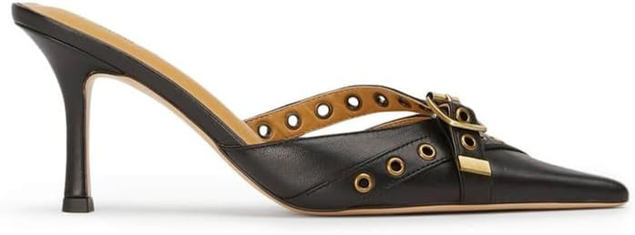 AMINUGAL Mules Heels for Women Pointed Closed Toe Kitten Heeled Sandals Buckle Slip On Studded Po... | Amazon (US)