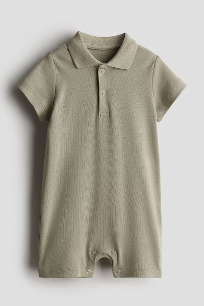 Cotton Jersey Romper Suit - Short sleeve - Short - Navy blue - Kids | H&M US | H&M (US + CA)