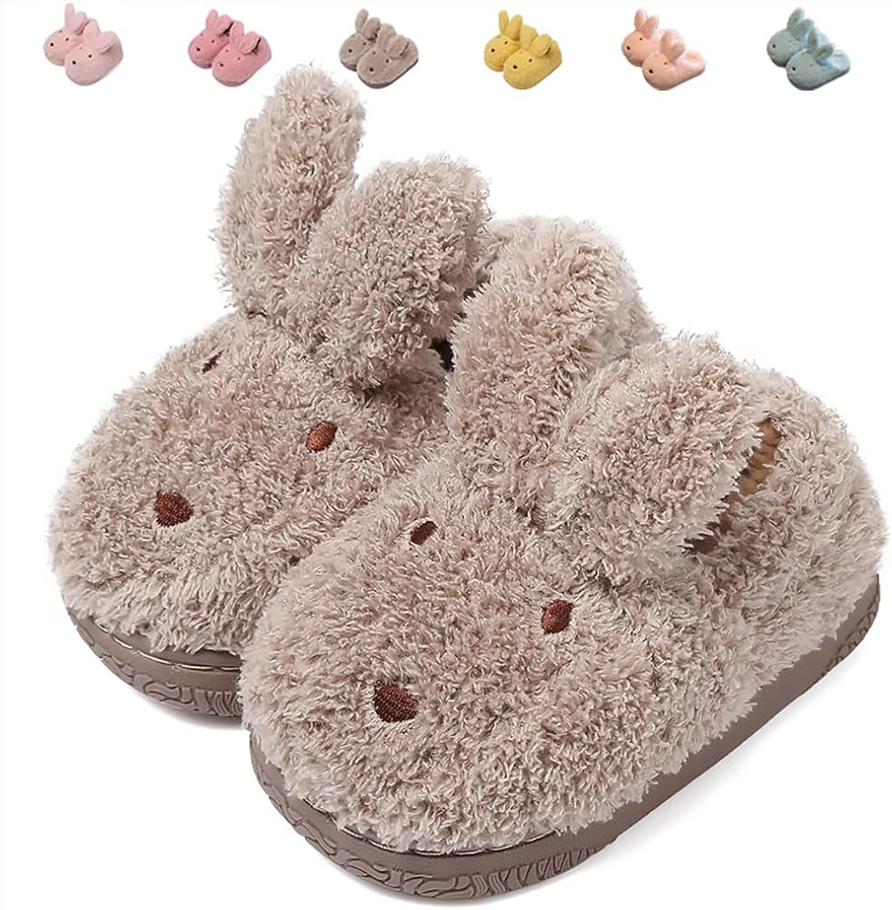 Toddler Girls Slippers Boys Girls Fluffy Home Slippers Winter Warm Indoor Cute Bunny Shoes | Amazon (US)