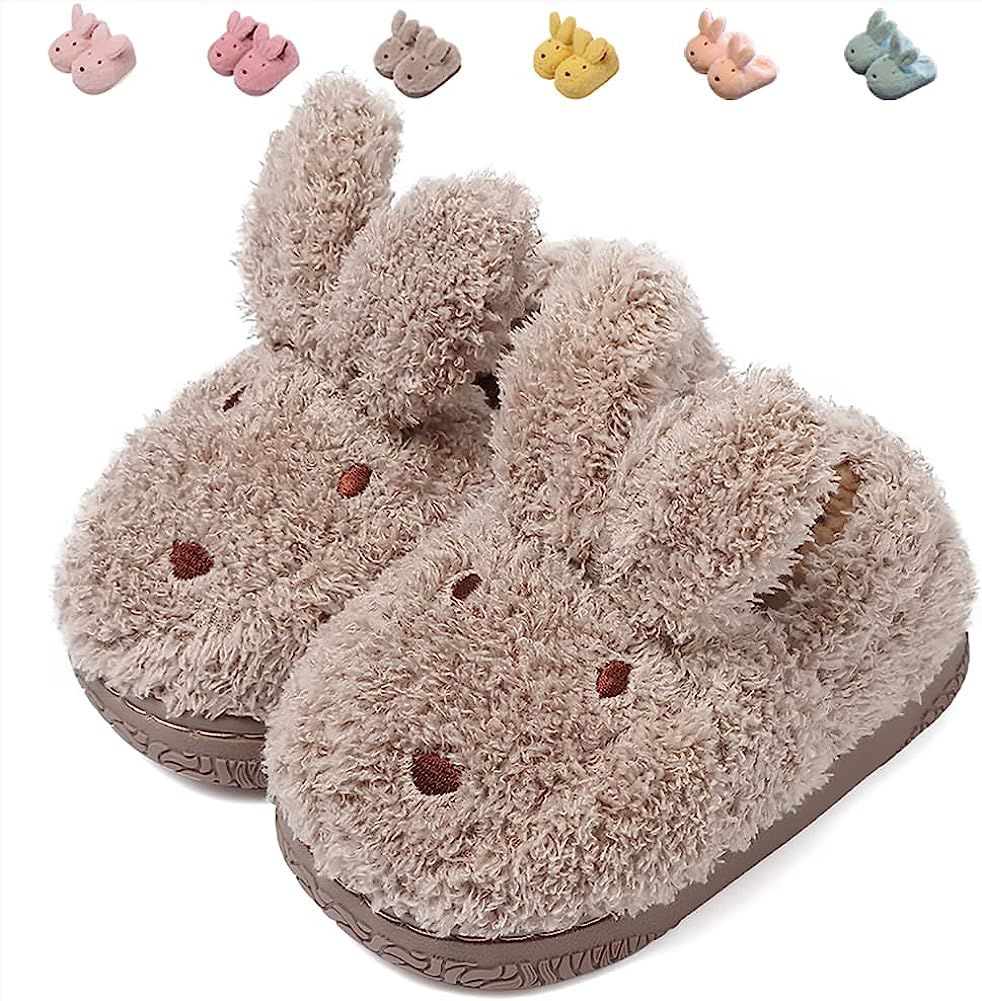 Toddler Girls Slippers Boys Girls Fluffy Home Slippers Winter Warm Indoor Cute Bunny Shoes | Amazon (US)