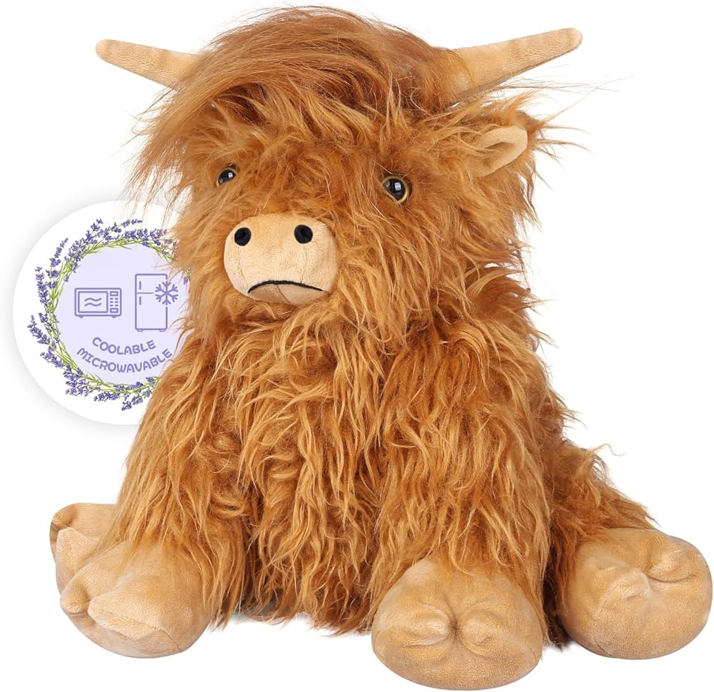 Highland Cow Stuffed Animals, Microwavable Stuffed Animals Heating Pad for Cramps & Pain, Lavende... | Amazon (US)