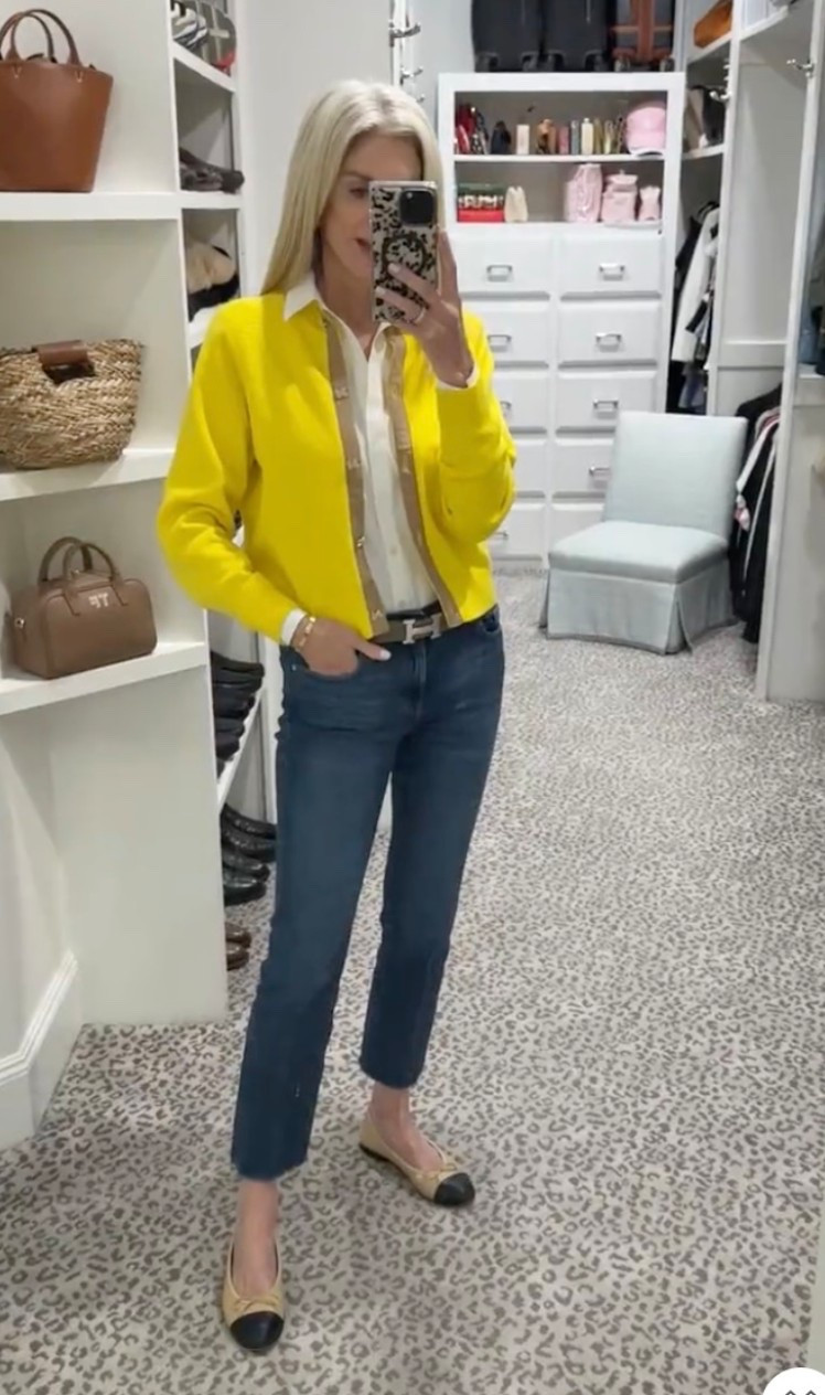 How cute is this yellow cardigan for winter? Love a pop of color. Size S sweater, 0 blouse and 27 jeans  

#LTKSeasonal #LTKFindsUnder100 #LTKootd