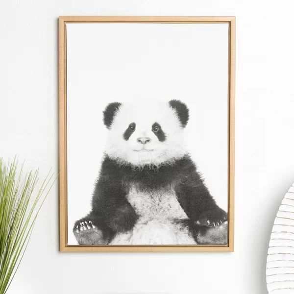 'Sylvie Sitting Panda Black and White Portrait' Framed Photographic Print on Canvas | Wayfair North America