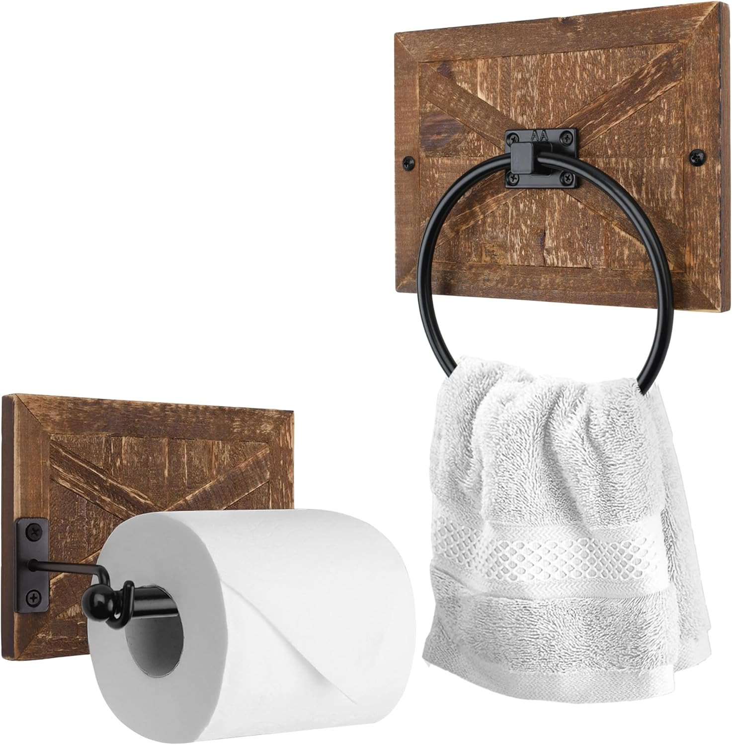 Autumn Alley Rustic Farmhouse Toilet Paper Holder and Towel Ring, Wall Mount, 2 Set - Country Wes... | Amazon (US)