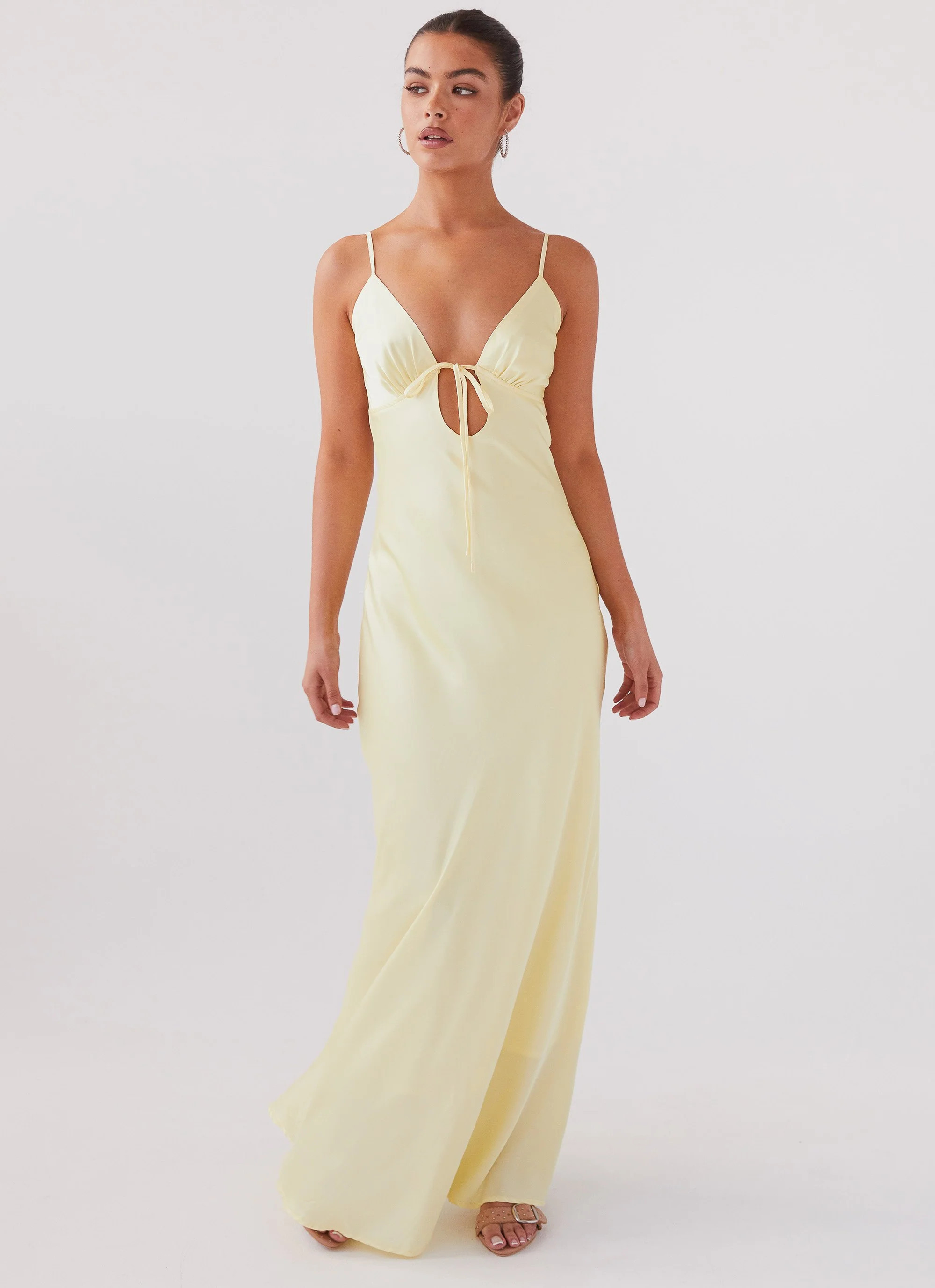 Flora Satin Maxi Dress - Lemon | Peppermayo (Global)