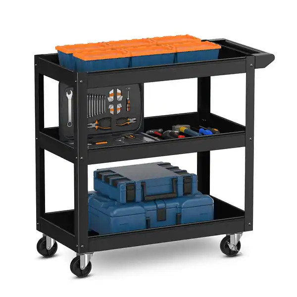 Costway 3-Tier Metal Utility Cart 400 lbs Storage Service Trolley Tool - See Details - Bed Bath &... | Bed Bath & Beyond