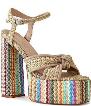Azalea Wang Flavio Striped Knot Detail Platform Block Heel Sandals | Dillard's | Dillard's