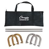 Champion Sports Classic Horseshoe Set: Traditional Outdoor Lawn Game includes Four Professional Solid Steel Horseshoes with Solid Steel Stakes & Carrying Case | Amazon (US)