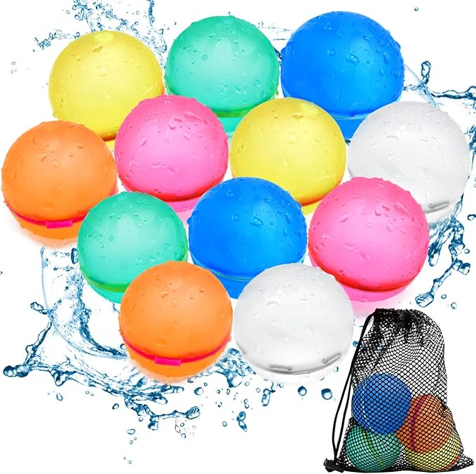 SOPPYCID Reusable Water Bomb Balloons, Latex-Free Silicone Water Ball with Mesh Bag, Self-Sealing... | Amazon (US)