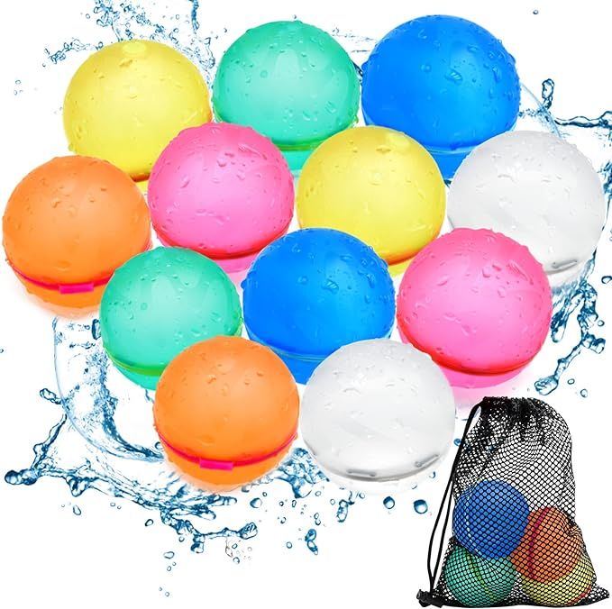 SOPPYCID Reusable Water Bomb Balloons, Latex-Free Silicone Water Ball with Mesh Bag, Self-Sealing... | Amazon (US)