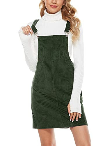 Hooever Women's Cute Corduroy Overall Bib Dress Pinafore Suspender Dress Skirt Jumper | Amazon (US)