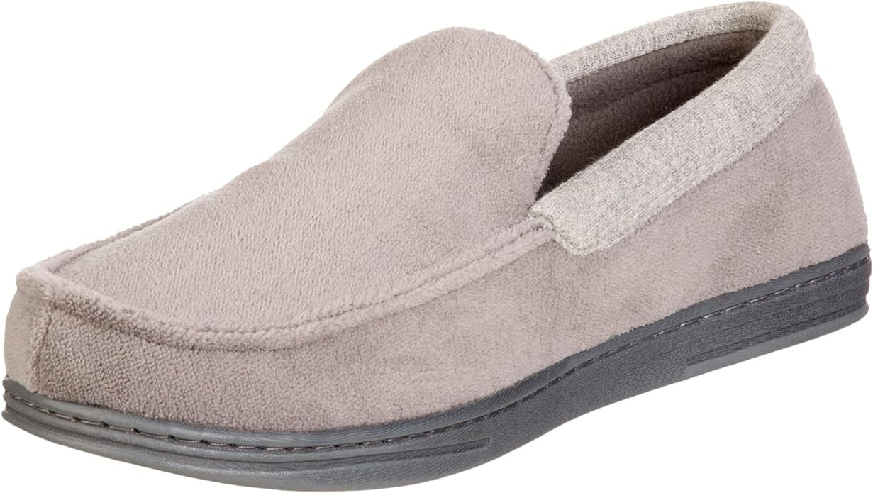 isotoner Men's Microterry and Waffle Travis Moccasin Slippers With Memory Foam Insole and Durable... | Amazon (US)