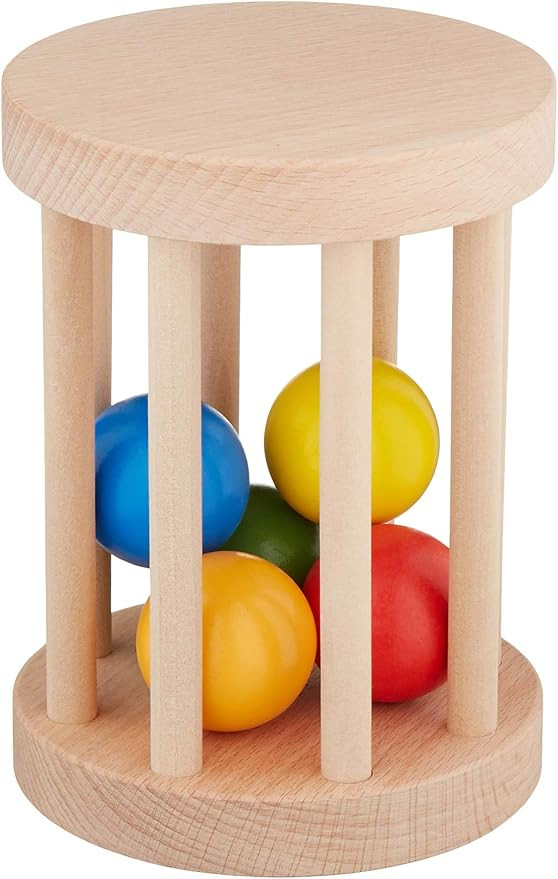 Cutie Pie Toys Montessori Ball Cylinder Rolling Drum - Wooden Rattle Rolling Toy - Baby Infant To... | Amazon (US)
