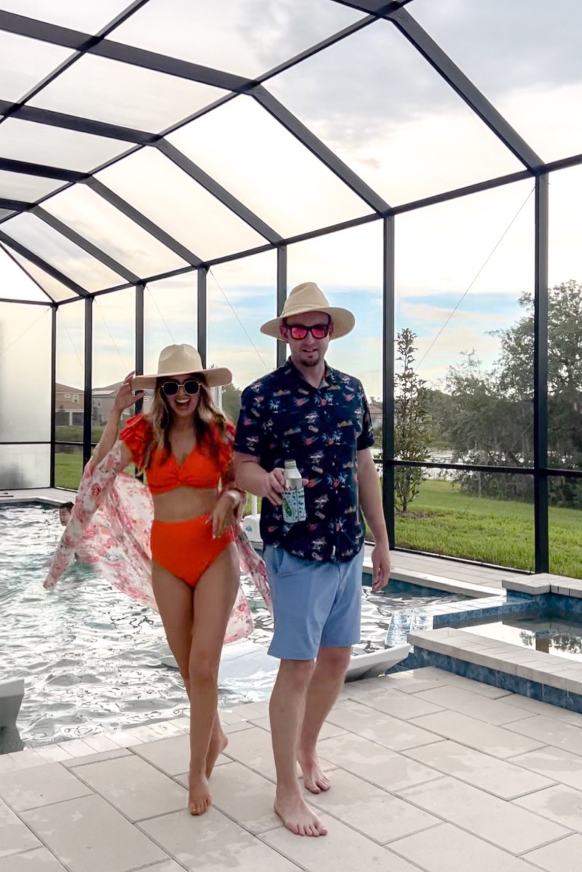 Orange ruffle sleeve swimsuit, high-waisted swimsuit, Panama hat, Target find, Amazon swimsuit, Mizzen & Main outfit for men, tropical button down for men, summer fashion for men.

#LTKSeasonal #LTKunder50 #LTKfamily