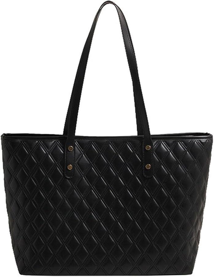 Quilted Lattice PU Leather Bag Underarm Shoulder For Women Large Capacity Handbag Purse For Casua... | Amazon (CA)