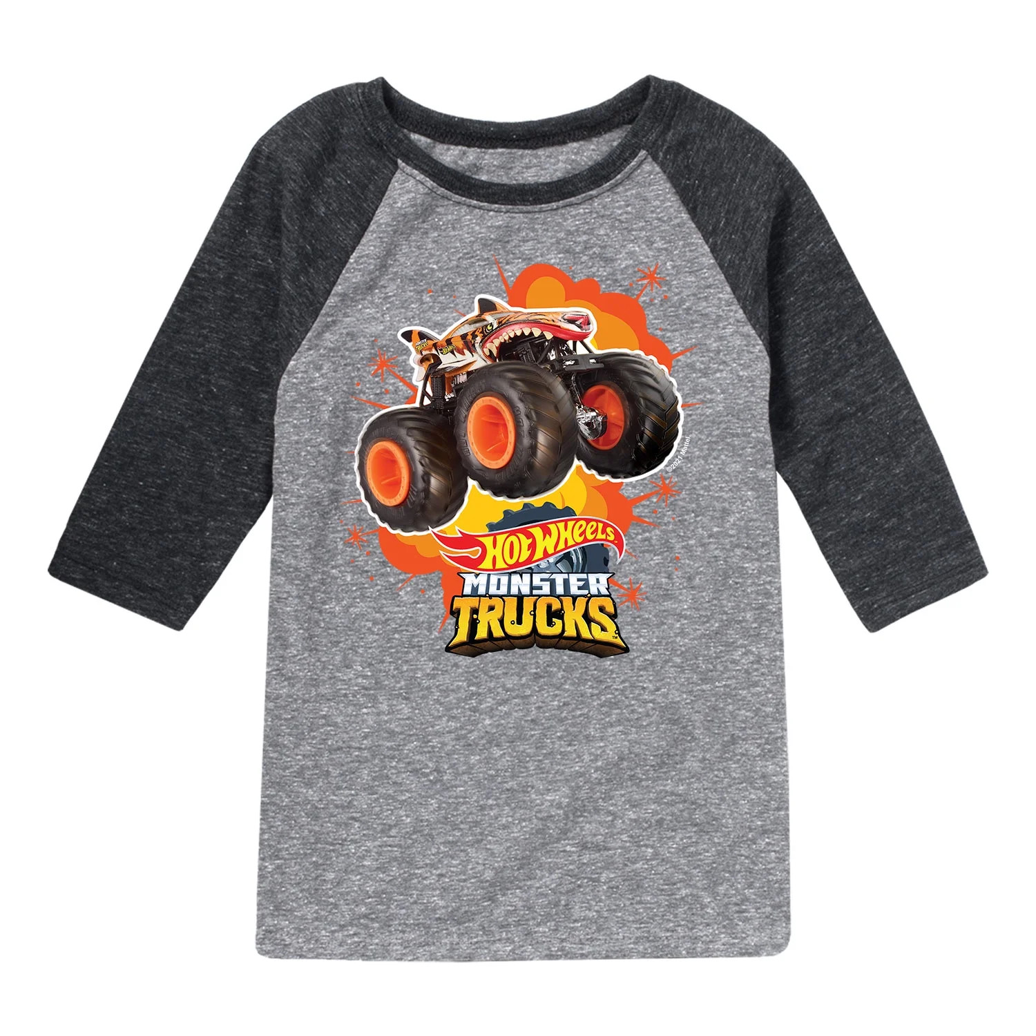 Hot Wheels - Tiger Shark Monster Truck - Toddler And Youth Raglan Graphic T-Shirt - Walmart.com | Walmart (US)