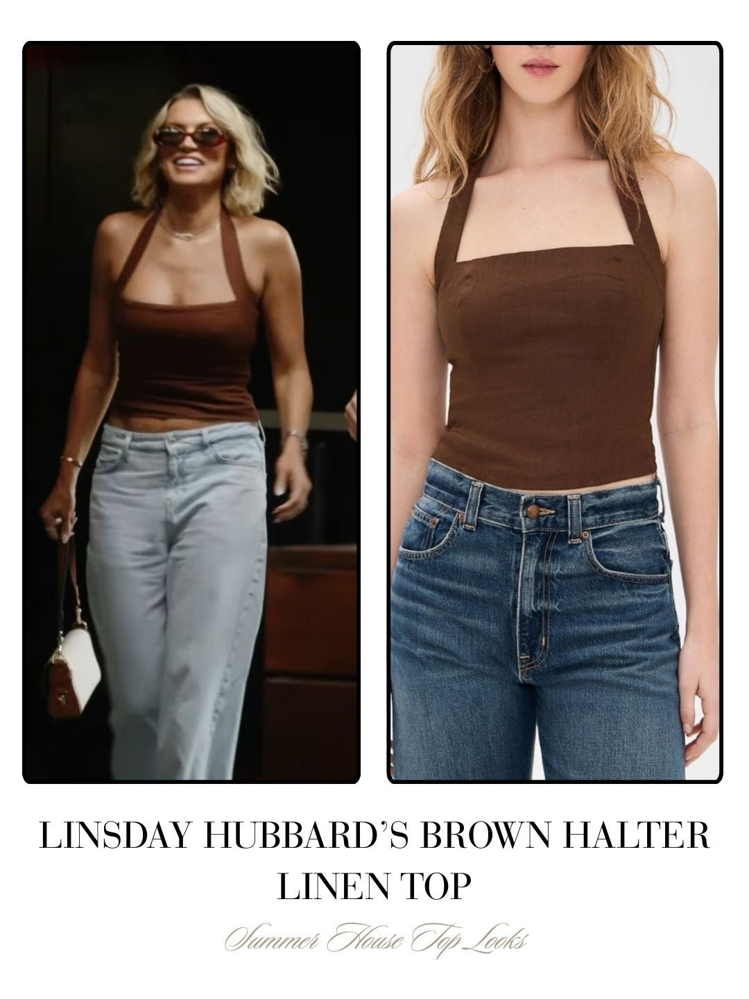 Lindsay Hubbard’s Brown Halter Linen Top 
