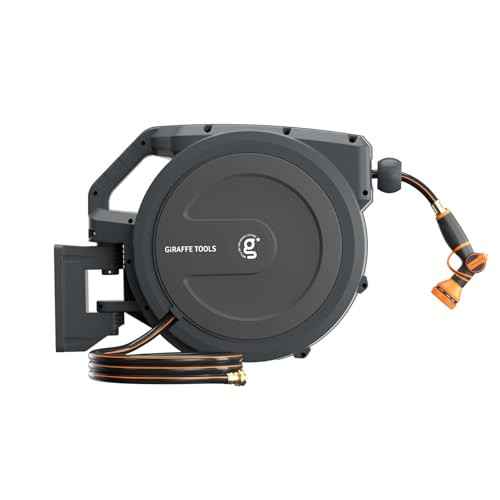 Giraffe Tools AW30 Wall Mounted 1/2" x 100 ft Garden Hose Reel, Retractable Water Hose Reel, Auto... | Amazon (US)