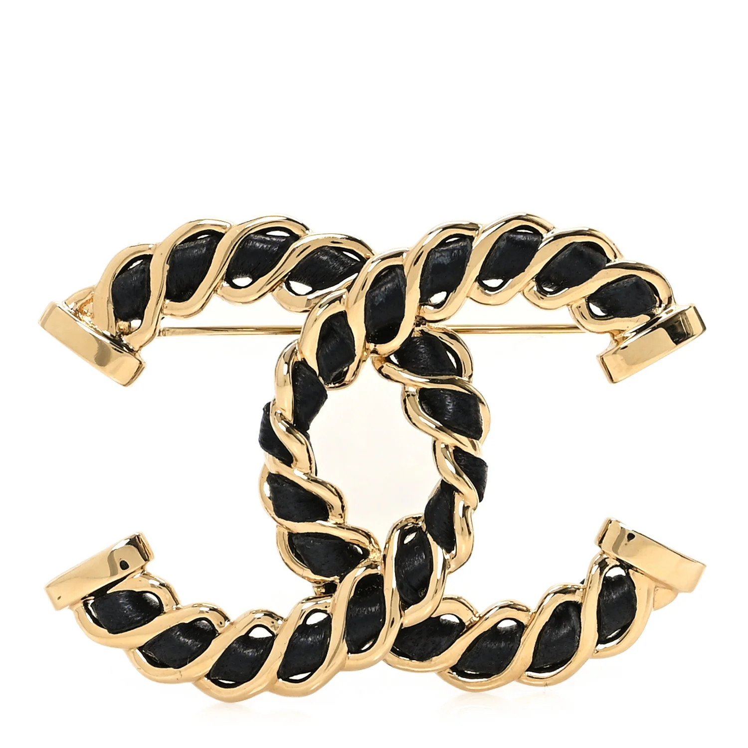 Lambskin Chain CC Brooch Black Gold | FASHIONPHILE (US)