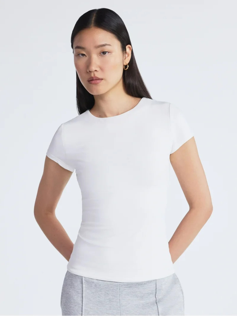 Scoop Women's Contour Fitted Tee with Short Sleeves, Sizes XS-XXL | Walmart (US)