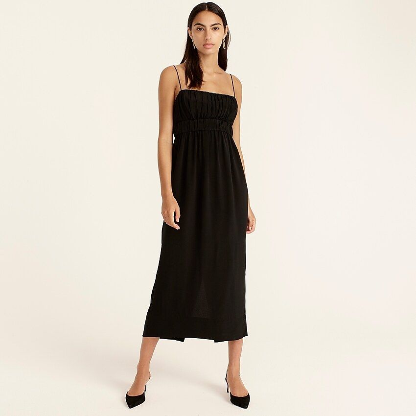 Gathered-waist silk midi dress | J.Crew US