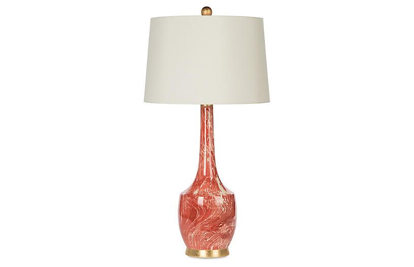 Harlow Table Lamp, Red Marble | One Kings Lane