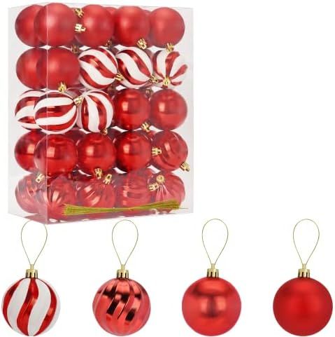 40ct Christmas Ball Ornament 60mm Shatterproof for Tree Decoration Red Glitter Plastic Hanging Or... | Amazon (US)