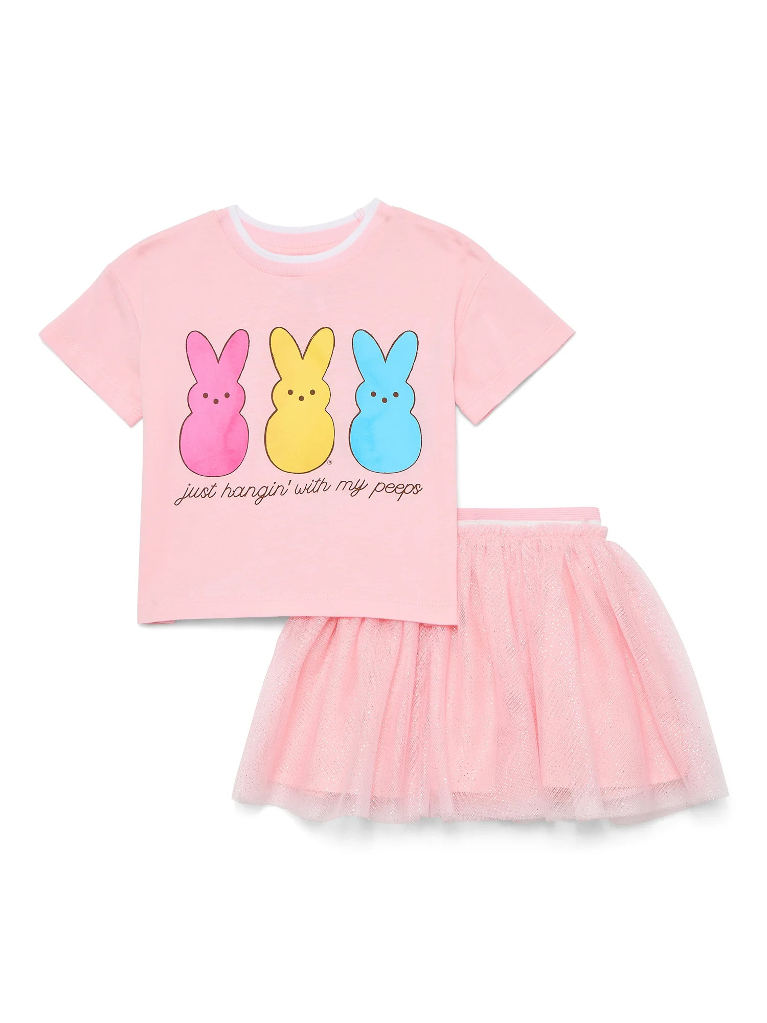 Easter Peeps Toddler Girls Graphic Tee and Tutu Skirt Set, 2-Piece, Sizes 12M-5T | Walmart (US)