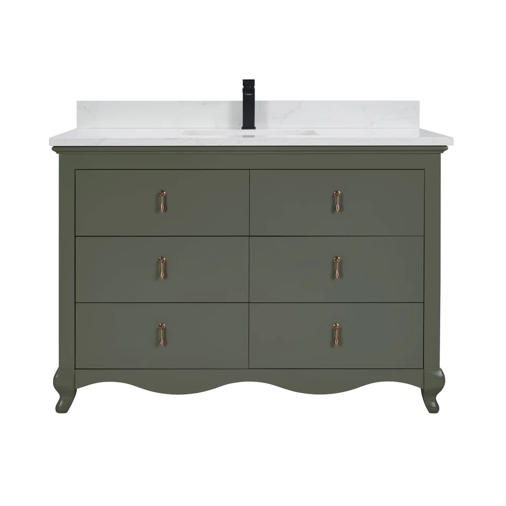 48" Cadet Finish Solid Wood Sink Vanity  With 1' Artificial Stone Top | Perigold