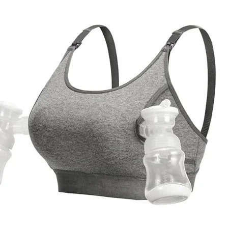 Momcozy Maternity Nursing Bra Hands Free Pumping Bra Maternity Breastfeeding Bras Suitable for Breastfeeding-Pumps Gray X-Large | Walmart (US)