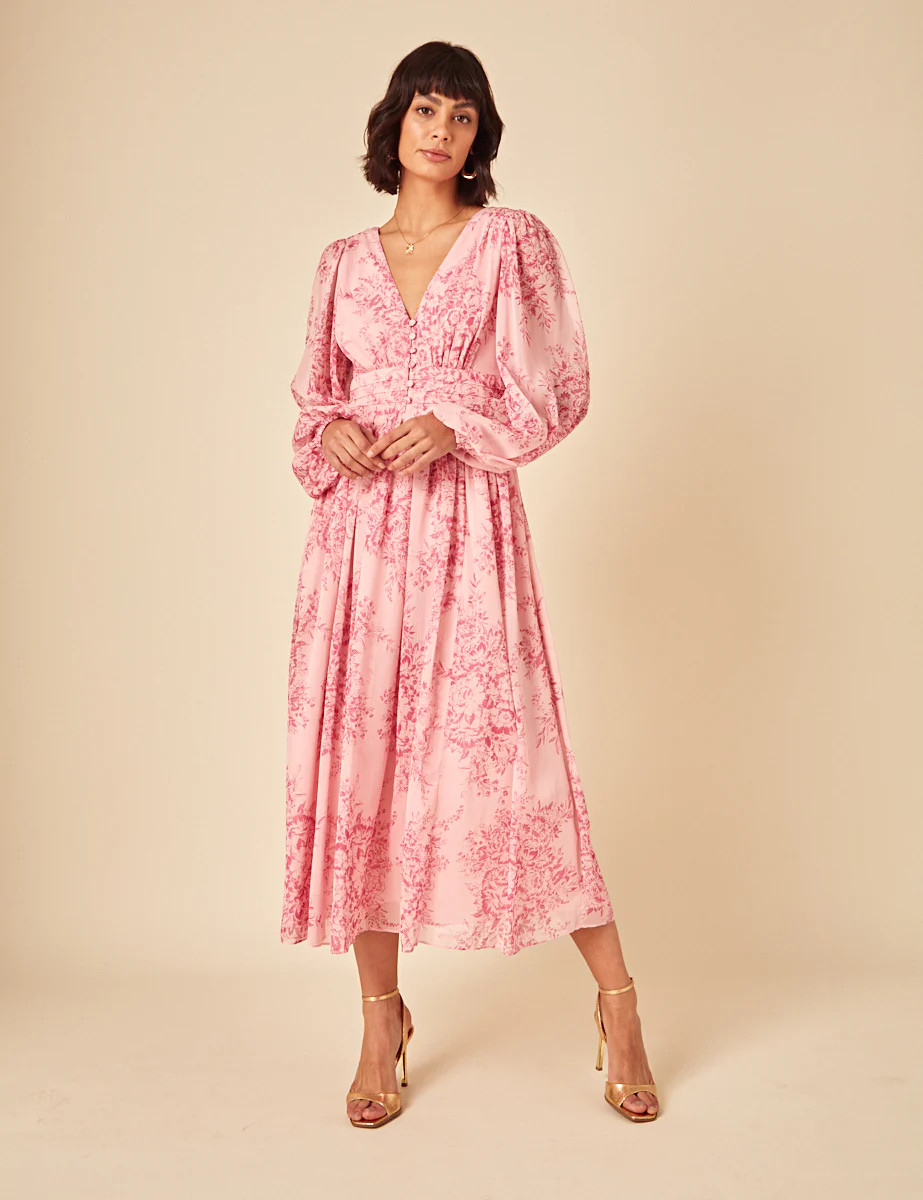 Pink Floral Anya Midi Dress | Nobody's Child