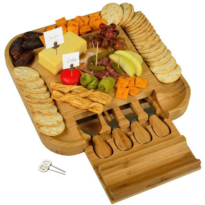 Picnic at Ascot - Bamboo Cheese Board with Cracker Groove & Integrated Drawer w/Cheese Serving Se... | Target