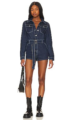 superdown Destiny Romper in Dark Blue Denim from Revolve.com | Revolve Clothing (Global)