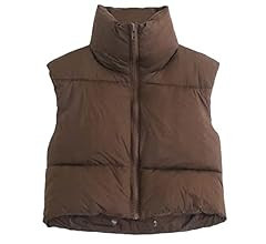 KEOMUD Women's Winter Crop Vest Lightweight Sleeveless Warm Outerwear Puffer Vest Padded Gilet | Amazon (US)