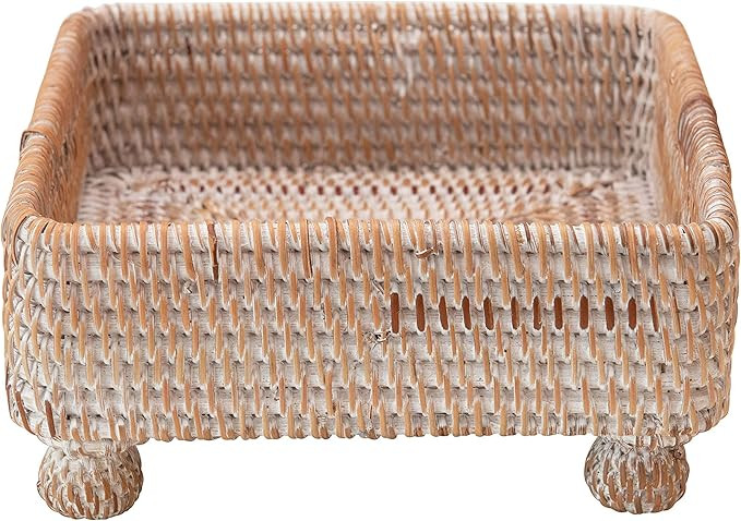Creative Co-Op Hand-Woven Rattan Napkin Holder, Whitewashed Tray, Natural | Amazon (US)