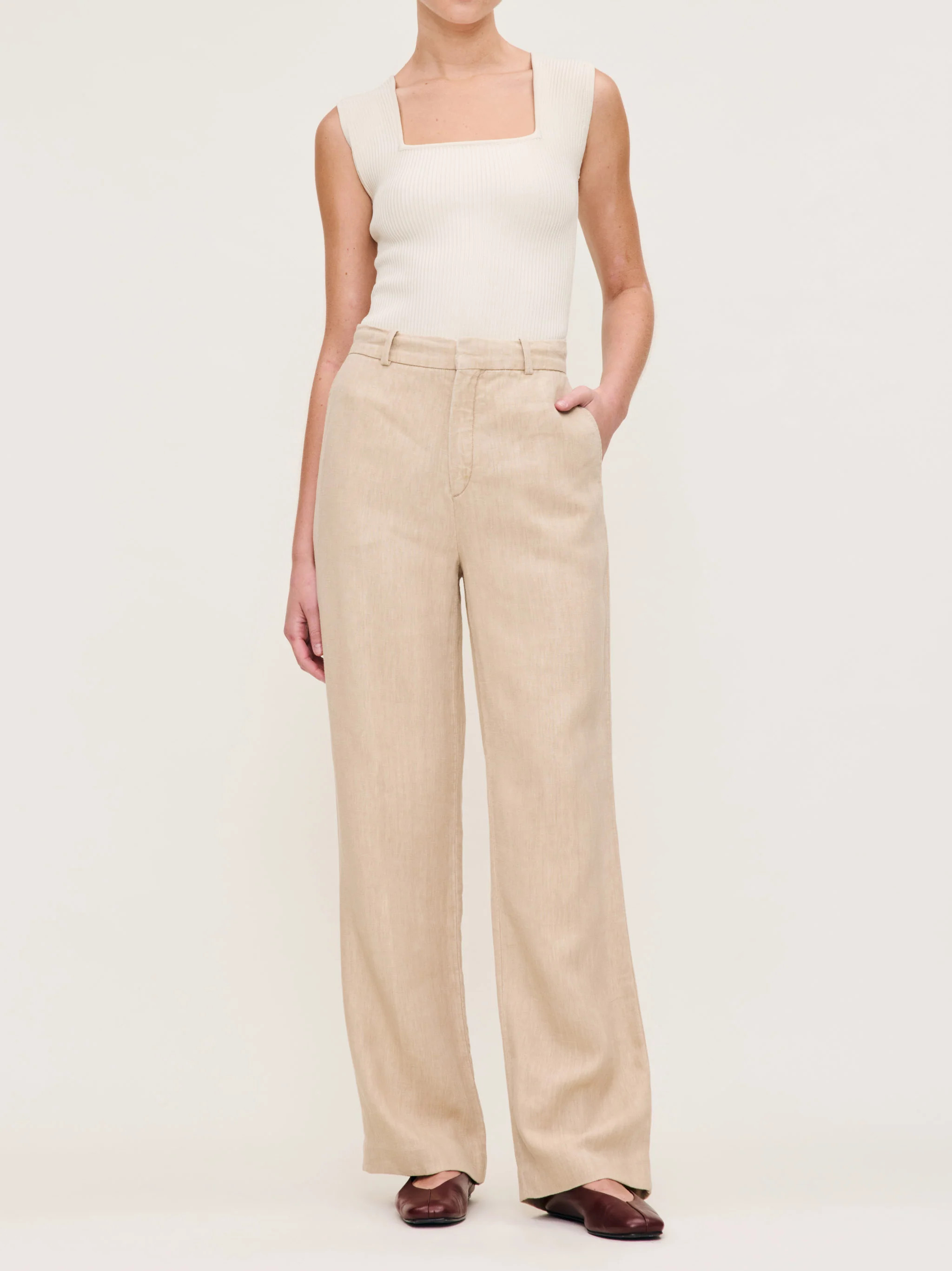 Mabel Straight High Rise Trouser 31.25" | Almond Linen | DL 1961 Women