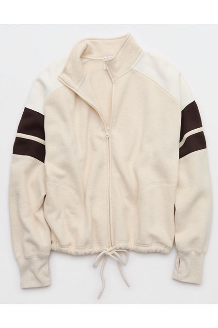 OFFLINE By Aerie Cloud Fleece Seamed Full Zip Women's Heather Frost XXS | Aerie