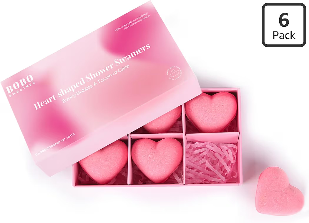 Shower Steamers Aromatherapy Heart-Shaped Pink with Rose Scent Natural Essential Oil for Self Car... | Amazon (US)
