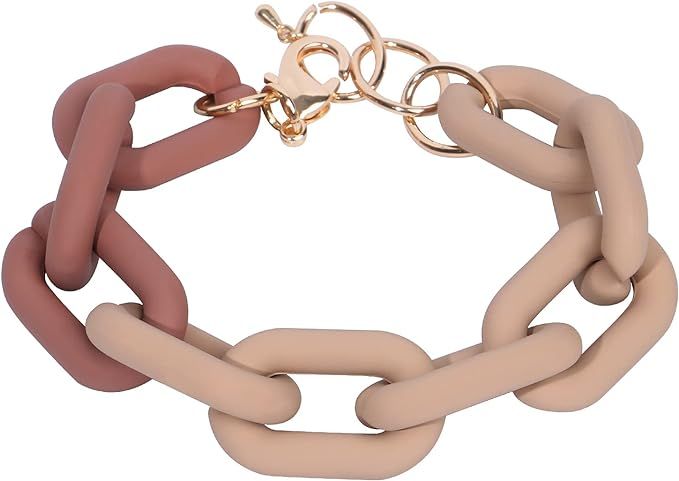 Hot Summer Bracelets Resin Acrylic Link Bracelet, Trendy Bracelet Colorful Chains Bracelet for Wo... | Amazon (US)