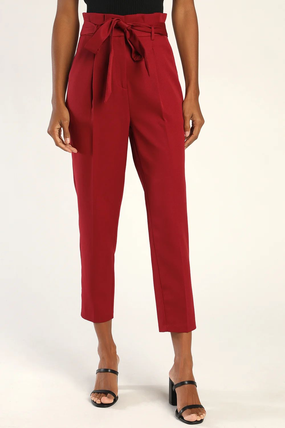 With Confidence Wine Red Paper Bag Waist Pants | Lulus (US)