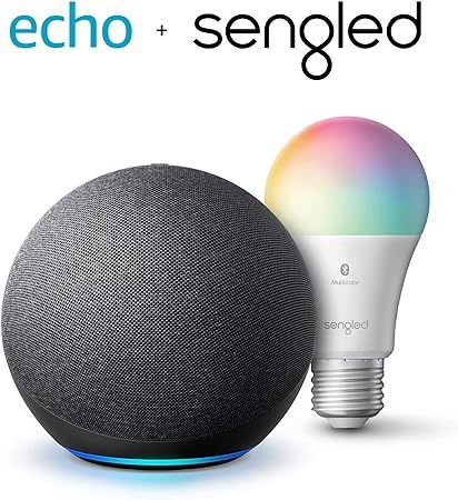 Echo (4th Gen) | Charcoal with Sengled Bluetooth Color bulb | Alexa smart home starter kit | Amazon (US)