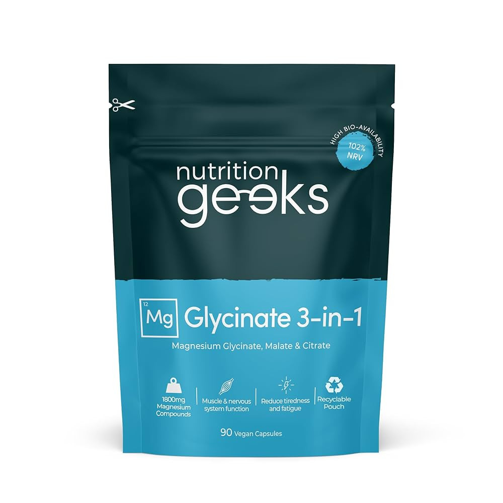 Magnesium Glycinate 3-in-1 Complex - 1800mg Supplements as Bisglycinate, Citrate & Malate 90 Vega... | Amazon (UK)