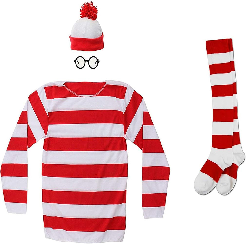 Hilary Ella Red&White Stripes Cosplay Costume,Halloween Costumes,Funny Sweatshirt Outfit Glasses ... | Amazon (US)