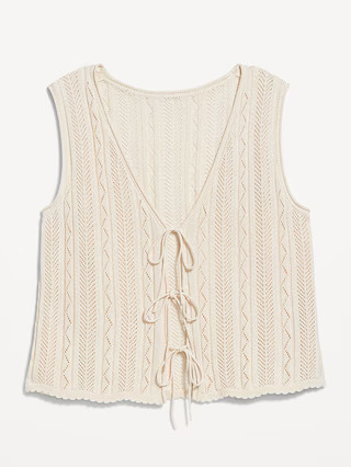 Sleeveless Crochet Tie-Front Top | Old Navy (US)